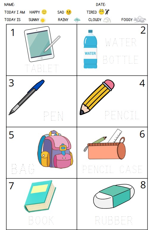 SCHOOL SUPPLIES ACTIVITY