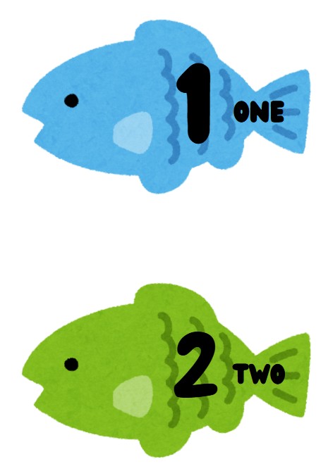 PECES DE COLORES CON LOS NÚMEROS EN INGLÉS