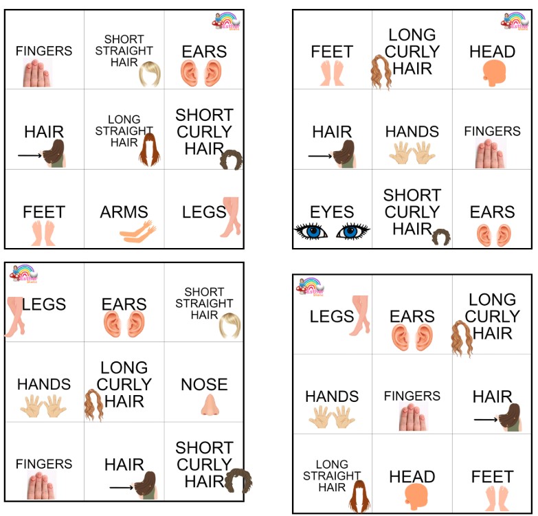BINGO PARTS OF THE BODY