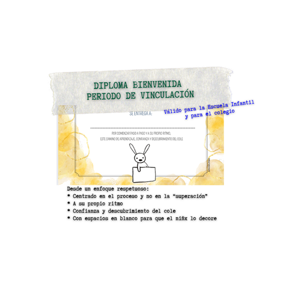 Diploma de bienvenida periodo de adaptación