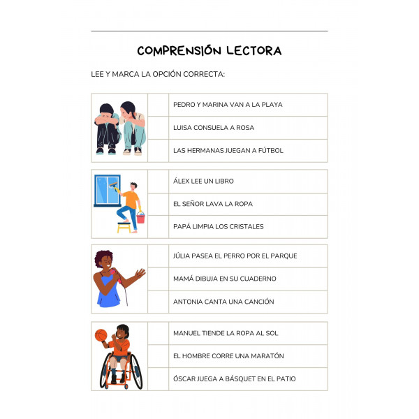 COMPRENSIÓN LECTORA con imágenes