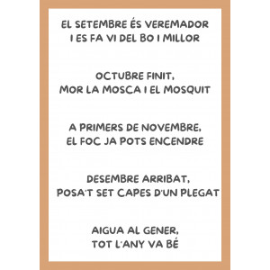 CALENDARI D'AULA I UNA DITA PER A CADA MES