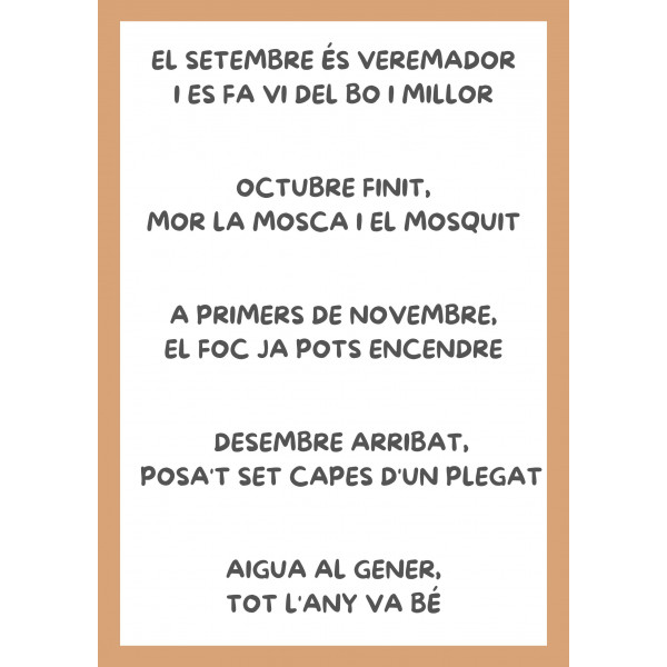 CALENDARI D'AULA I UNA DITA PER A CADA MES