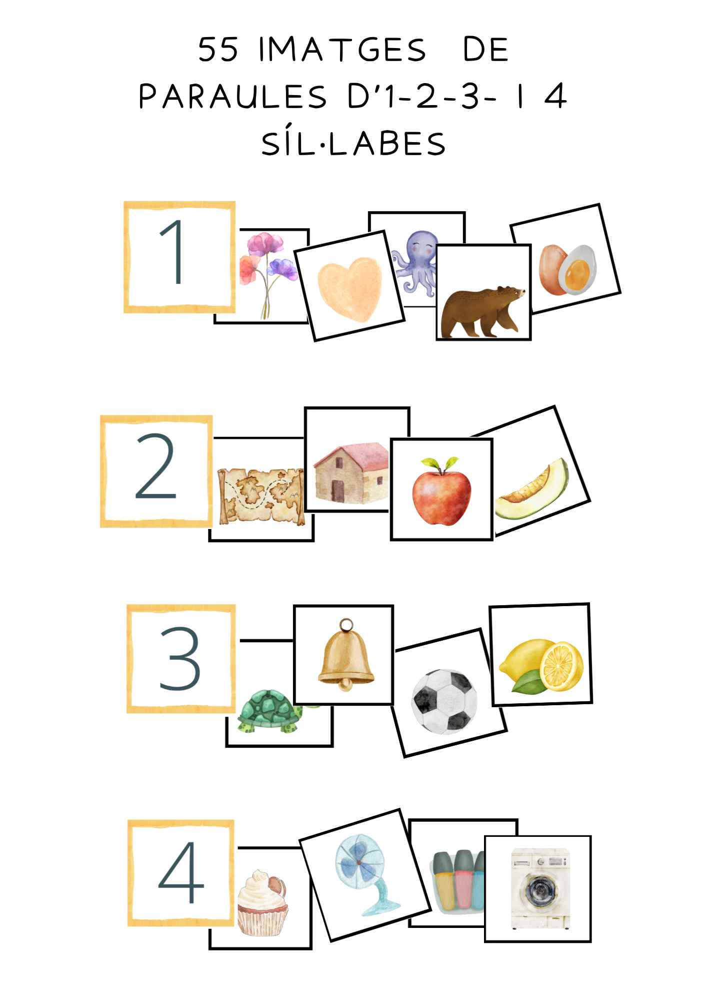 Buidatge d'imatges amb diferents nombre de síl·labes.