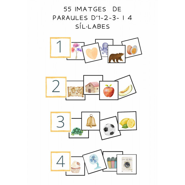 Buidatge d'imatges amb diferents nombre de síl·labes.