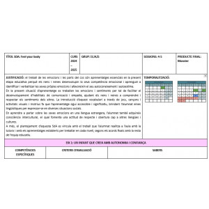 SITUACIÓ D'APRENENTATGE ANGLÈS: FEEL YOUR BODY