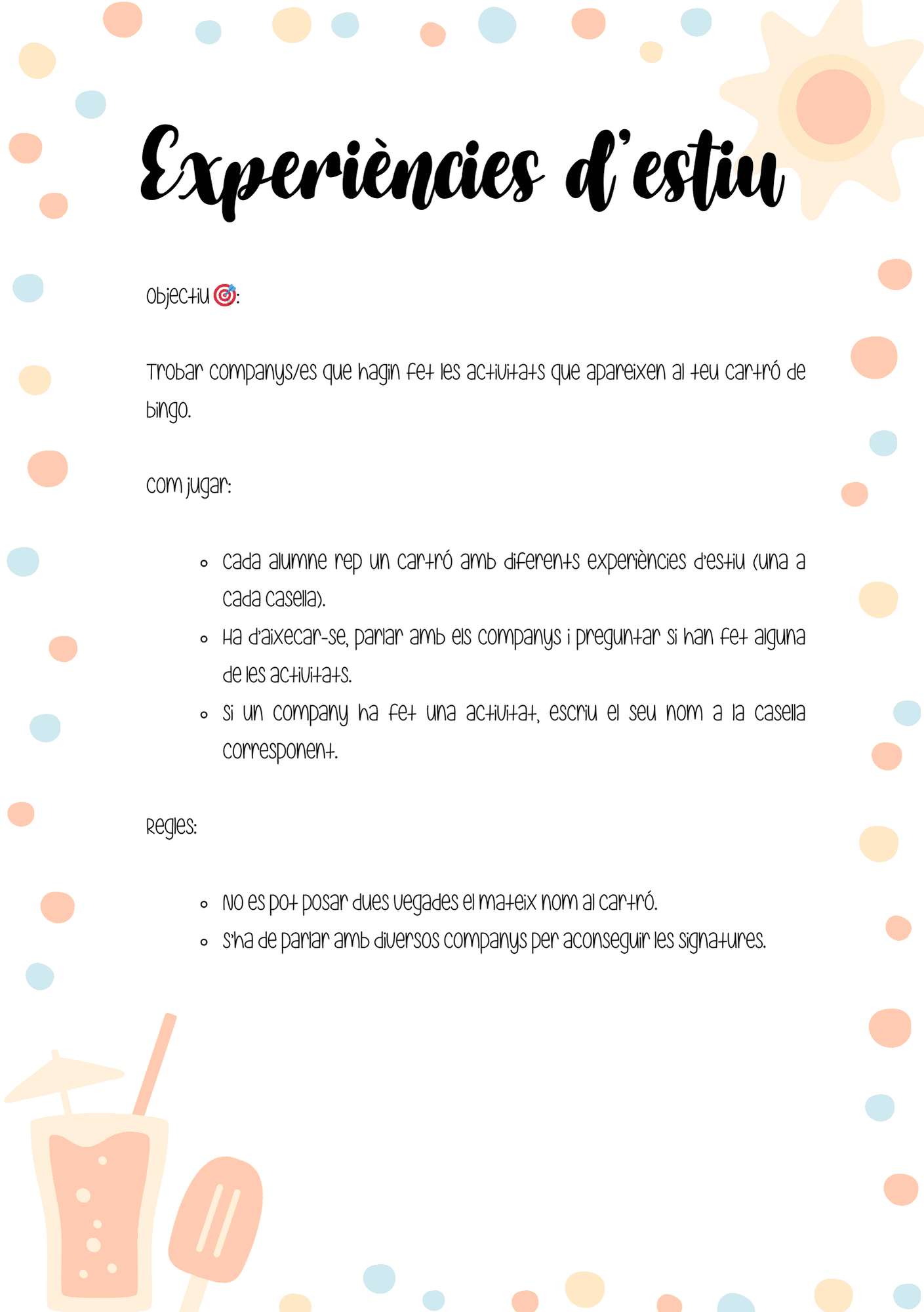 Experiències d'estiu