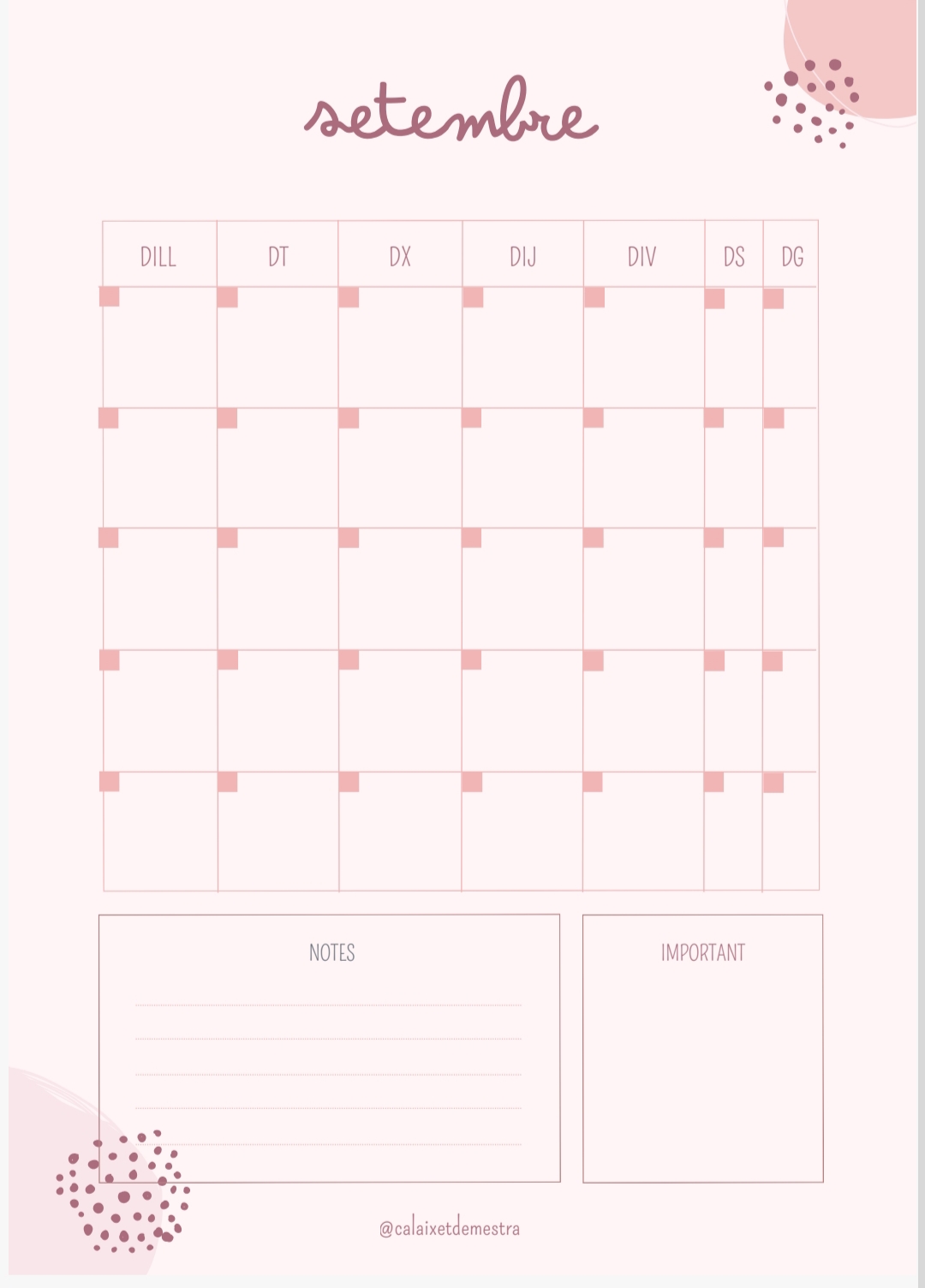 Quadern docent atemporal! Color rosa