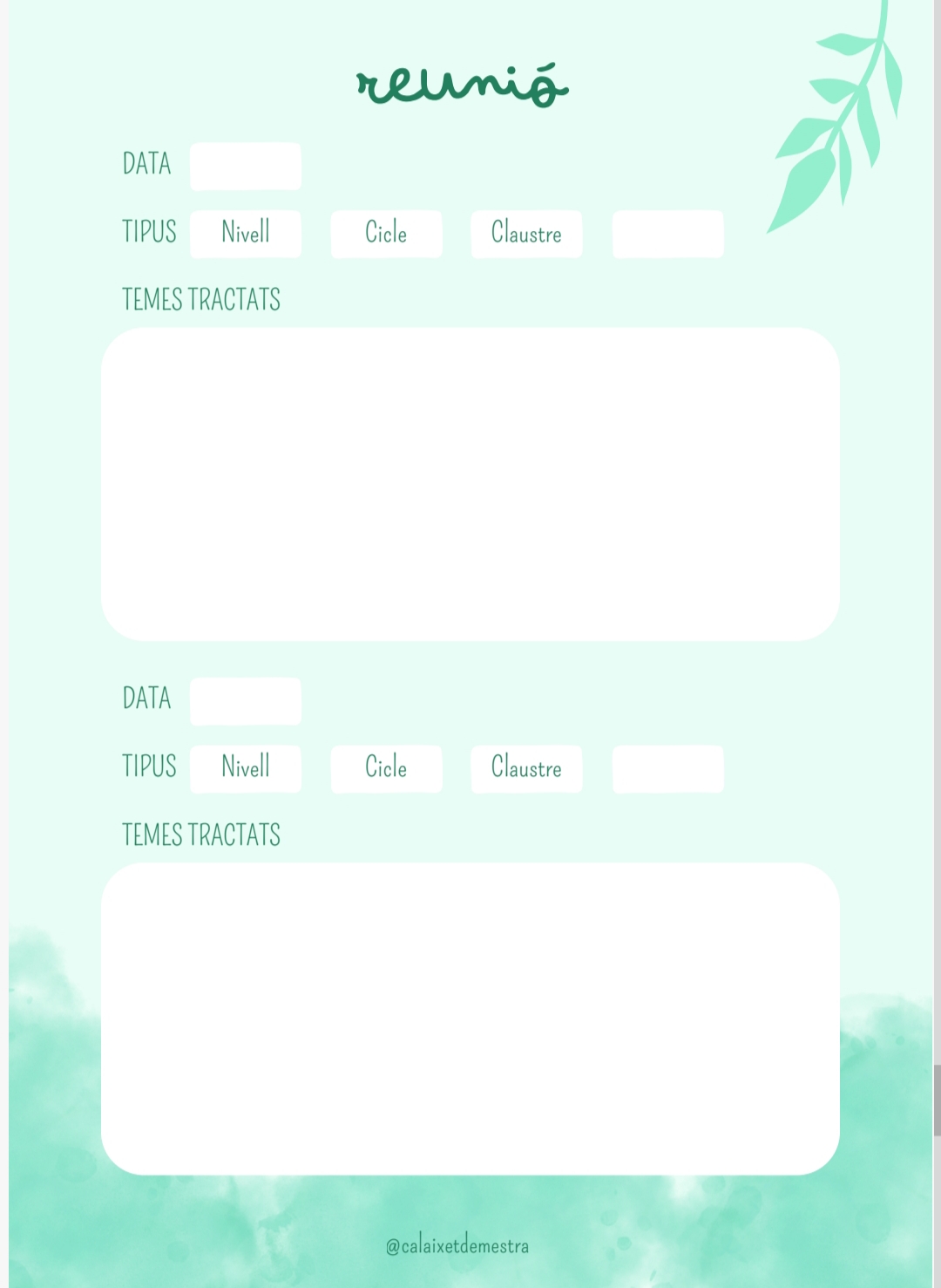 Quadern docent atemporal! Color verd