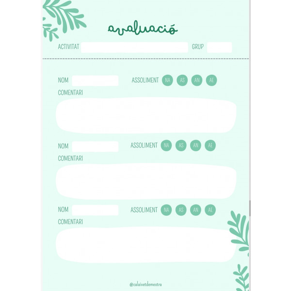 Quadern docent atemporal! Color verd