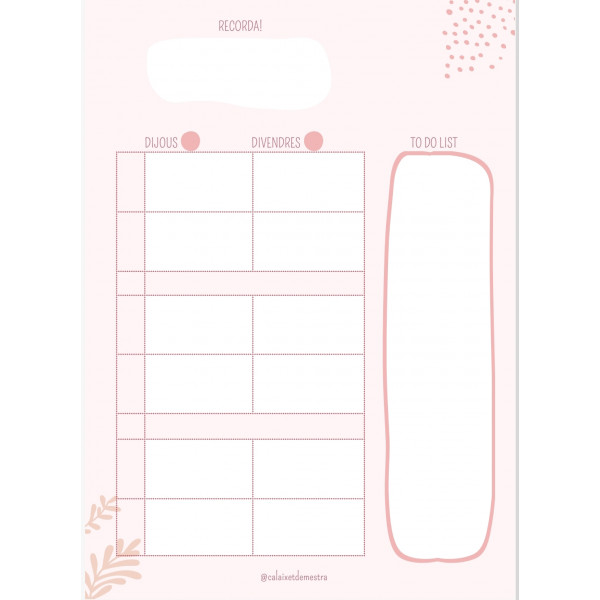 Quadern docent atemporal! Color rosa