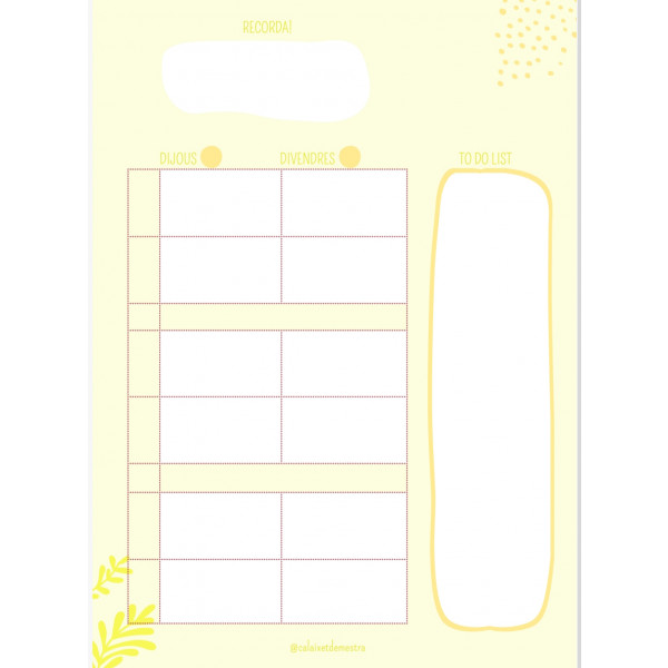 Quadern docent atemporal! Color groc