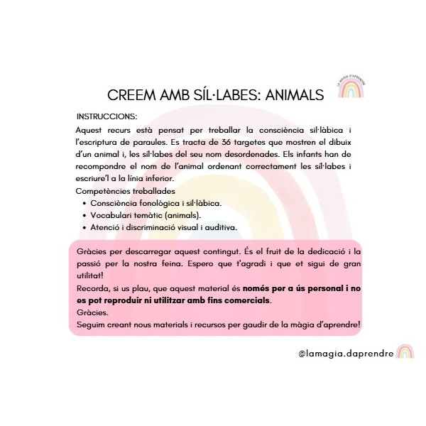 Creem amb síl·labes. ANIMALS