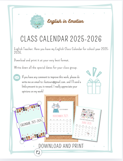 ENGLISH SCHOOL CALENDAR 2025-2026