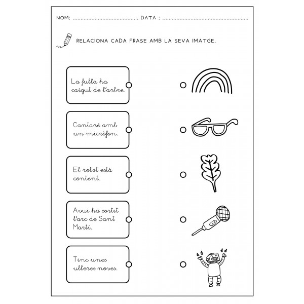 10 FITXES COMPRENSIÓ LECTORA FRASE SIMPLE.