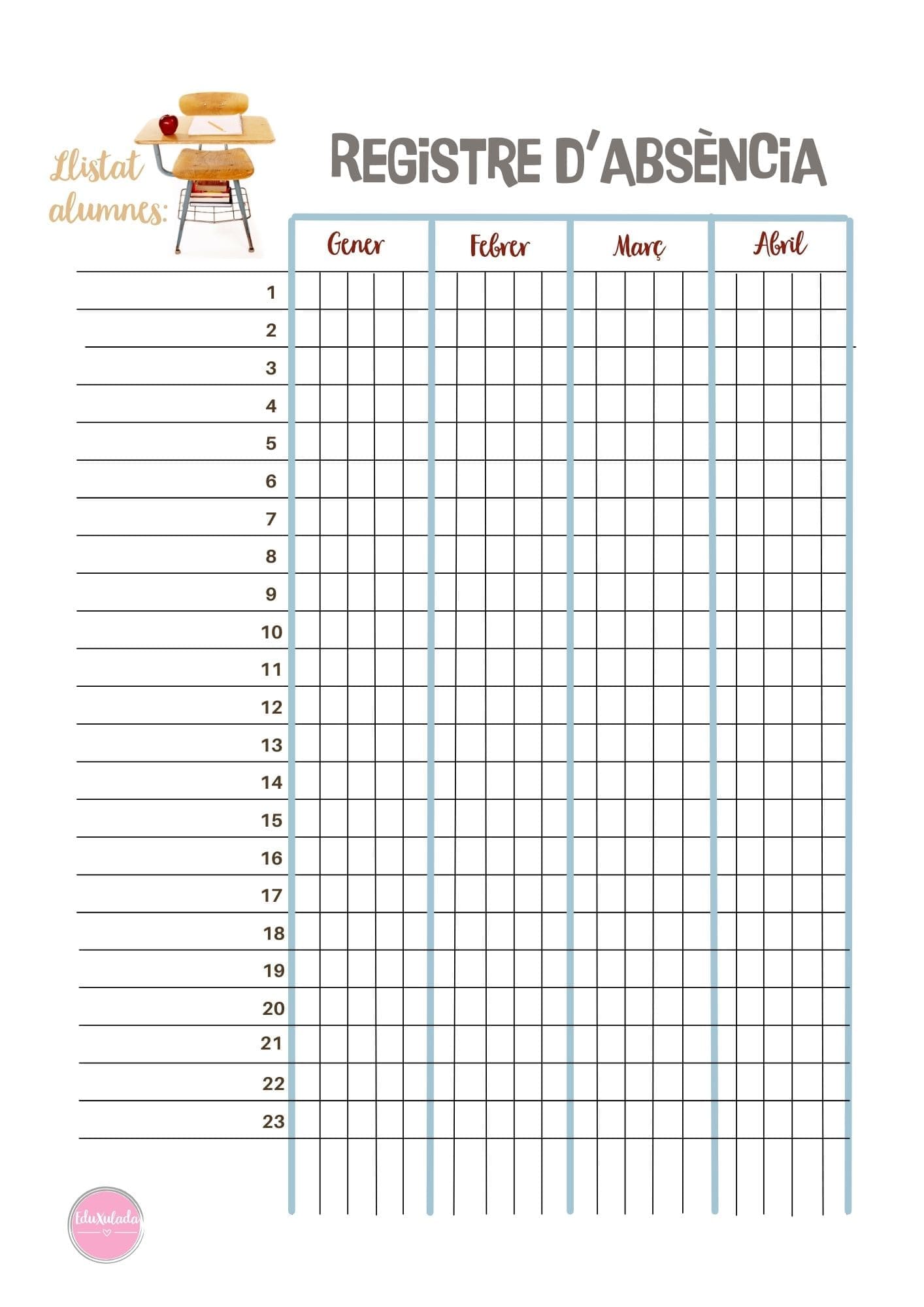 Registre d'absències alumnat