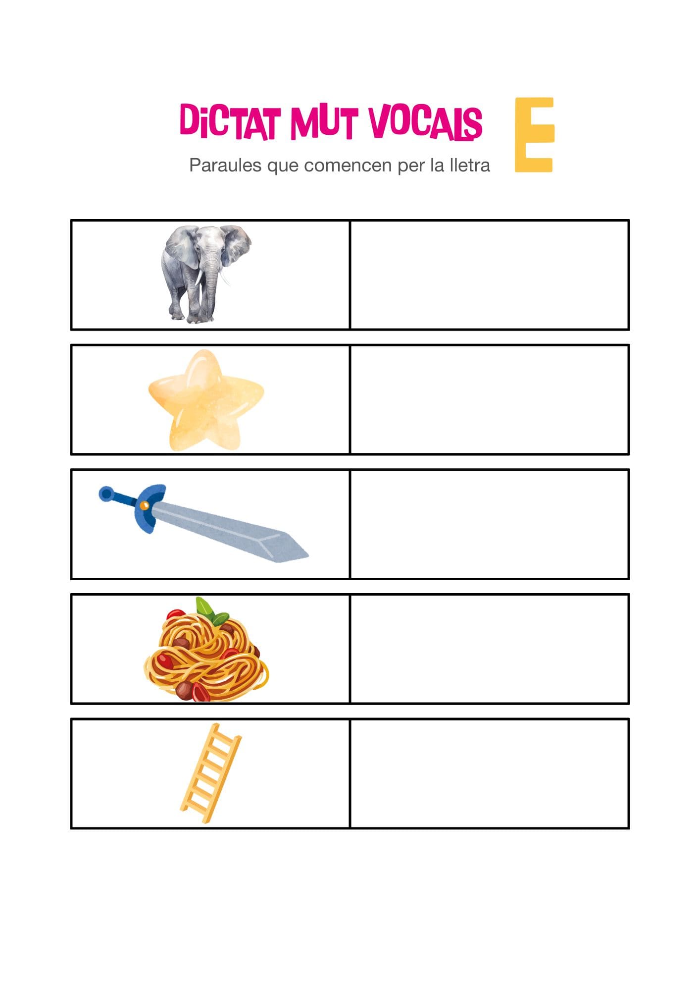 Fitxa dictat mut. Vocal E