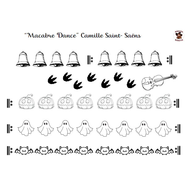 Musicograma Danza Macabra para colorear