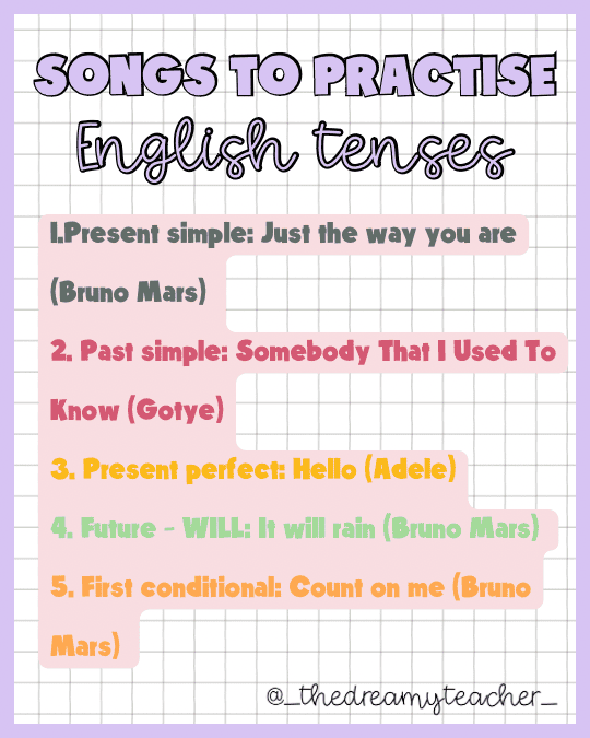 5 Songs to practice English Verbal Tenses