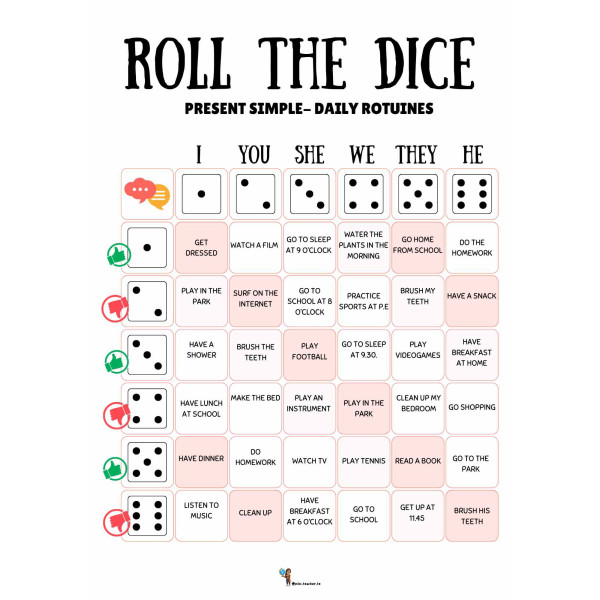 Roll the dice: Present simple and Daily routines