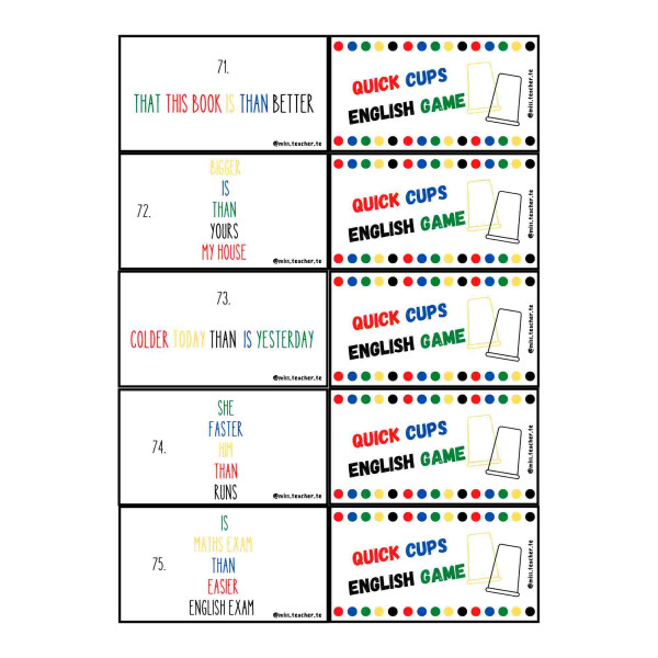 Speed cups: Comparatives and superlatives