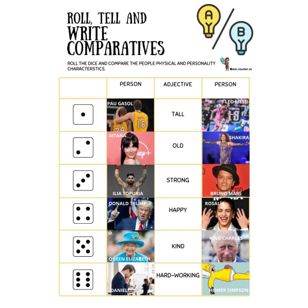 Roll and say: comparatives
