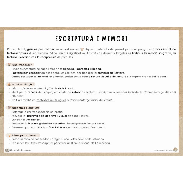 Escriptura i memori - lectoescriptura