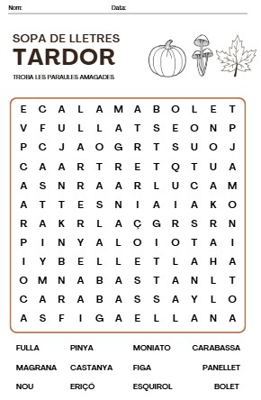 Sopa de lletres TARDOR