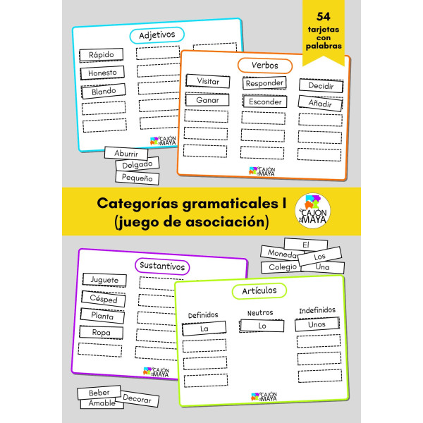 Categorías gramaticales I (juego de asociación)