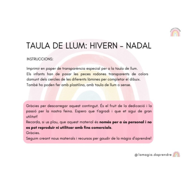 Taula de llum Nadal - hivern