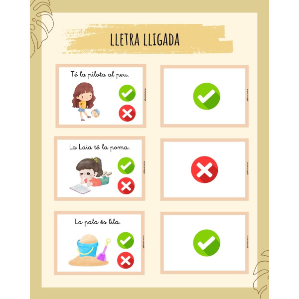 TARGETES DE COMPRENSIÓ LECTORA AUTOAVALUATIVES. LLETRA LLIGADA