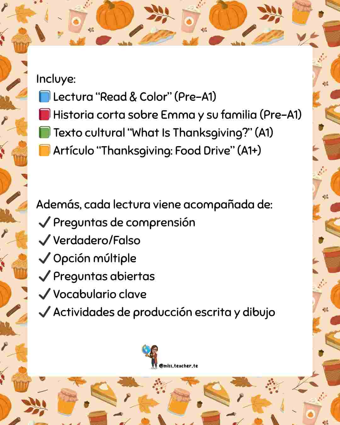 Thanksgiving reading comprehensions (4 levels)