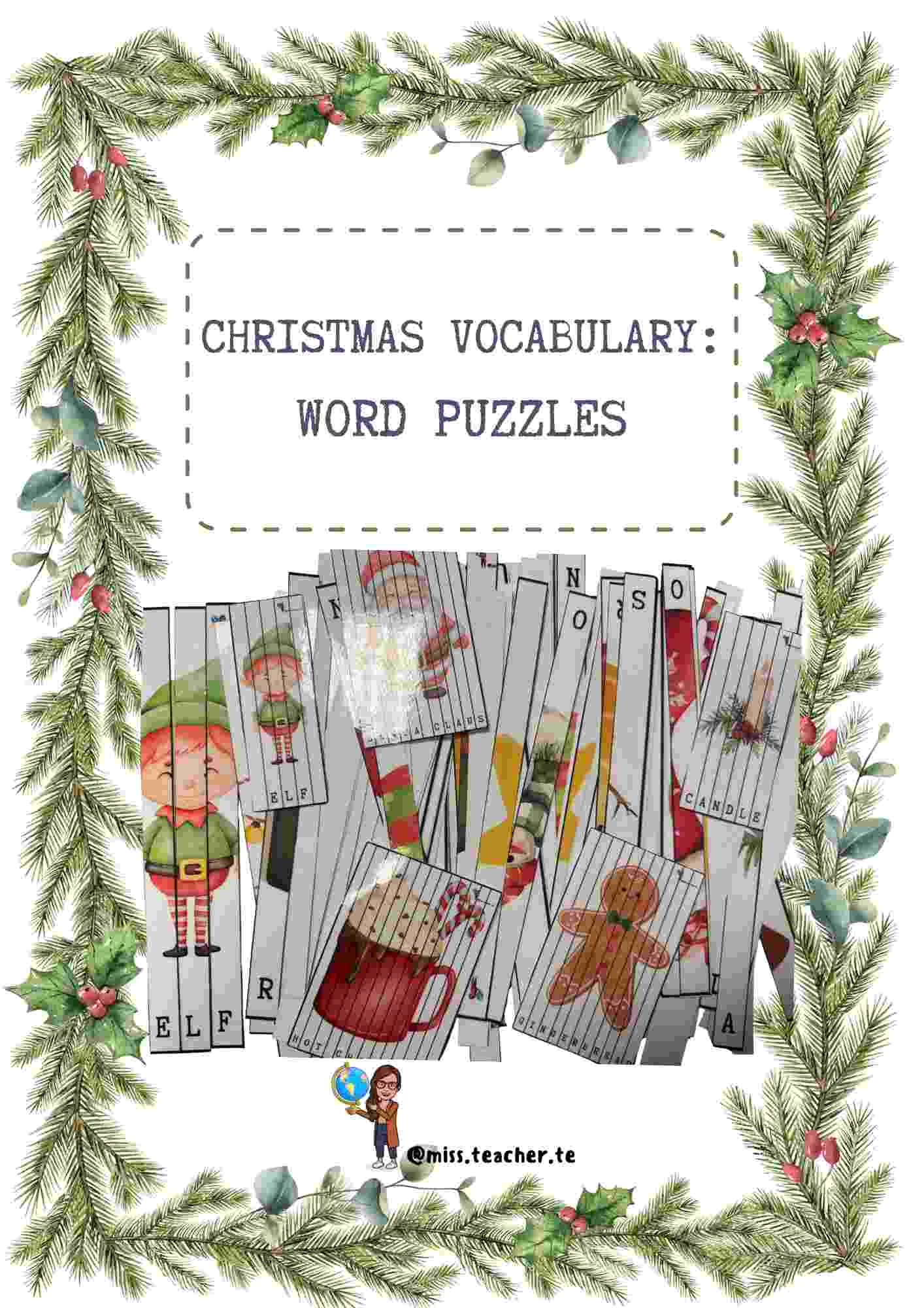 Christmas vocabulary: word puzzles
