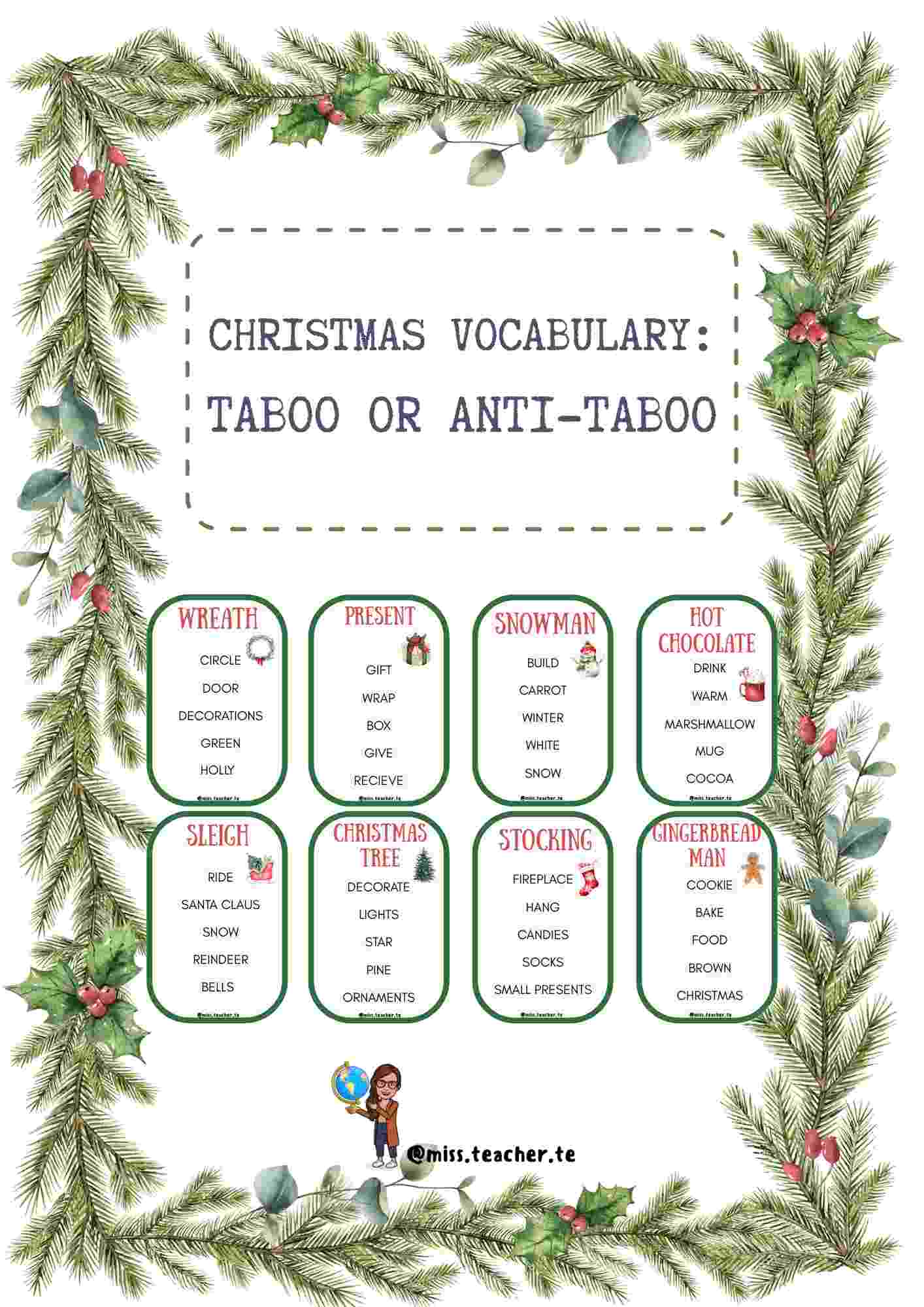 Christmas vocabulary: TABÚ
