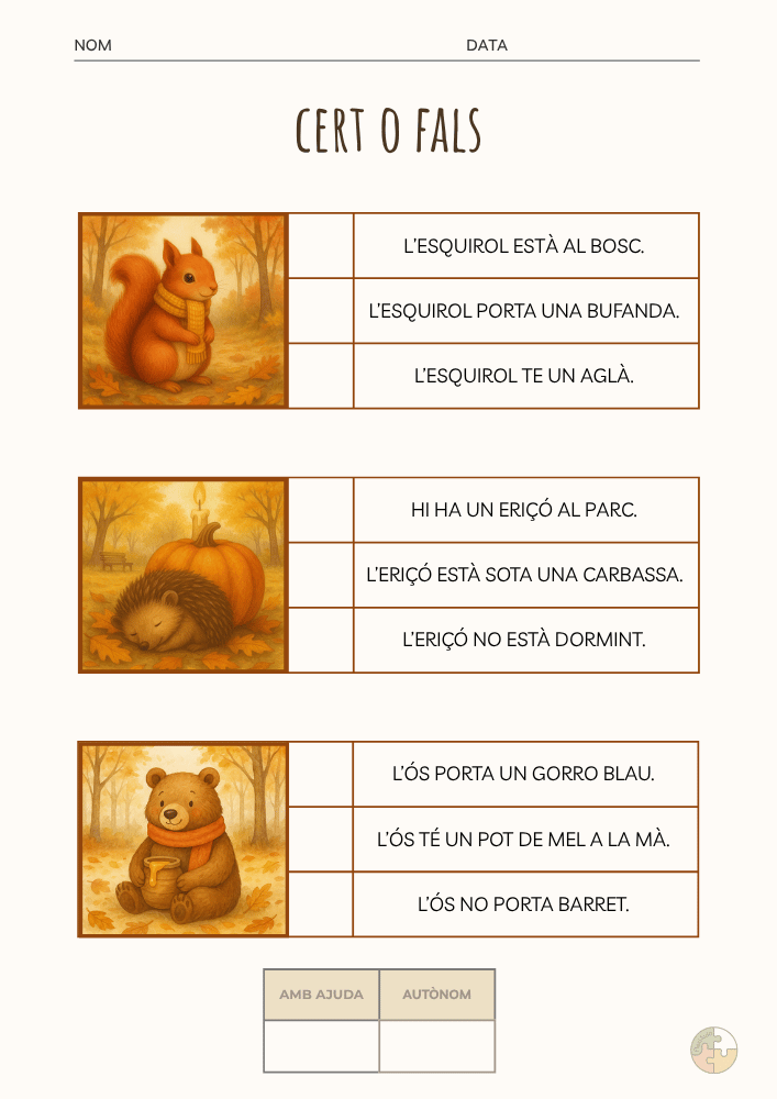 Cert o Fals – Activitat de Tardor