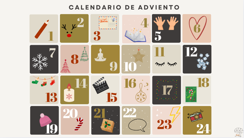 Calendario de adviento interactivo e imprimibile