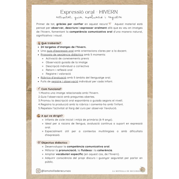 HIVERN - targetes expressió oral + guia