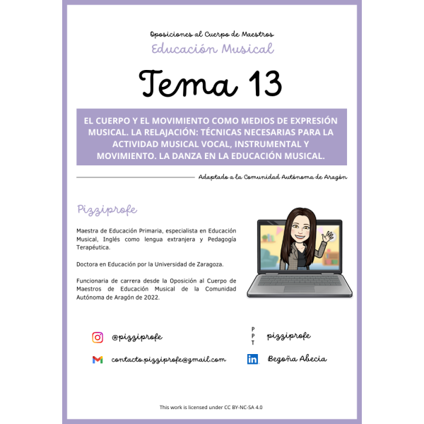 Tema 13 - Oposición al Cuerpo de Maestros de Educación Musical - Aragón Autora: pizziprofe