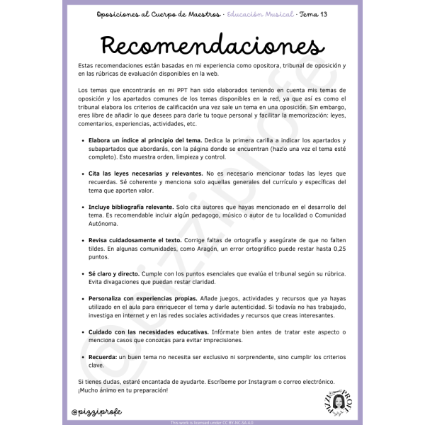 Tema 13 - Oposición al Cuerpo de Maestros de Educación Musical - Aragón Autora: pizziprofe