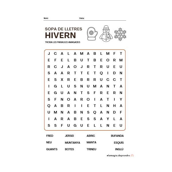 Sopa de lletres Hivern
