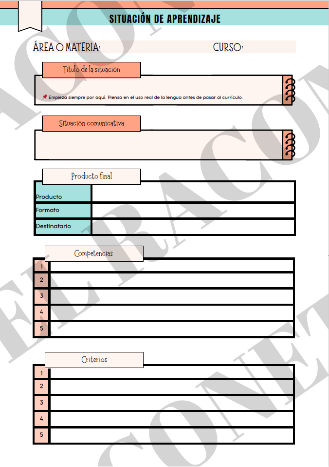 Pack para diseñar Situaciones de Aprendizaje