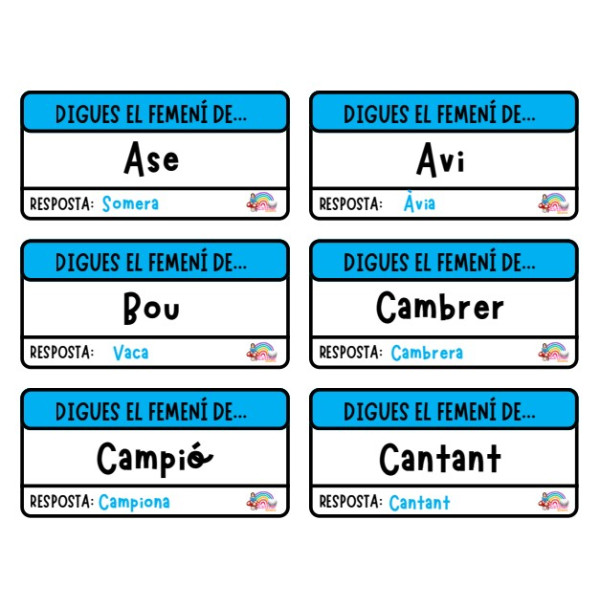 📚 204 targetes autocorrectives SINÒNIMS, ANTÒNIMS, PLURALS, SINGULARS, FEMENINS I MASCULINS.