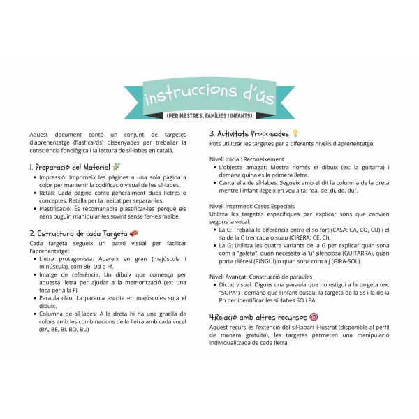 Targetes de les síl·labes