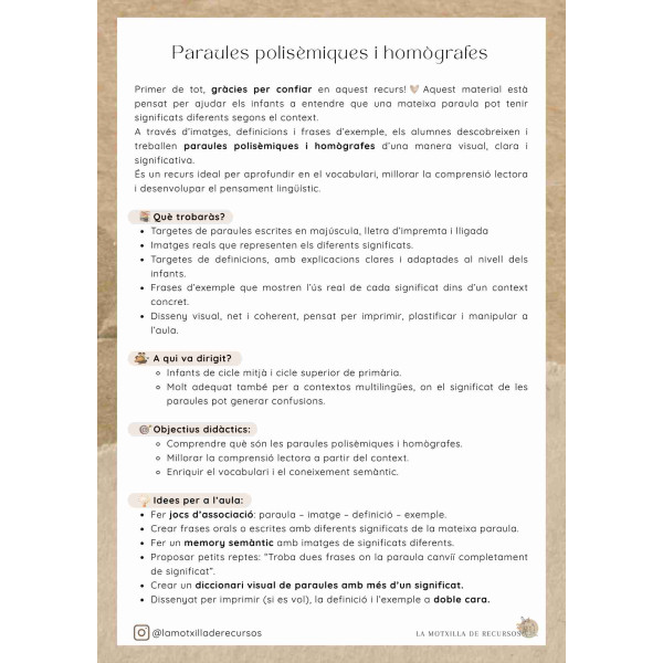 LLENGUA - Polisèmia i homonímia