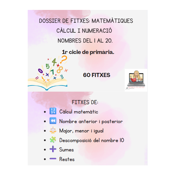 Dossier de Matemàtiques – Càlcul i Numeració 60 FITXES  DE MATES. NOMBRES DEL 1 AL 20.