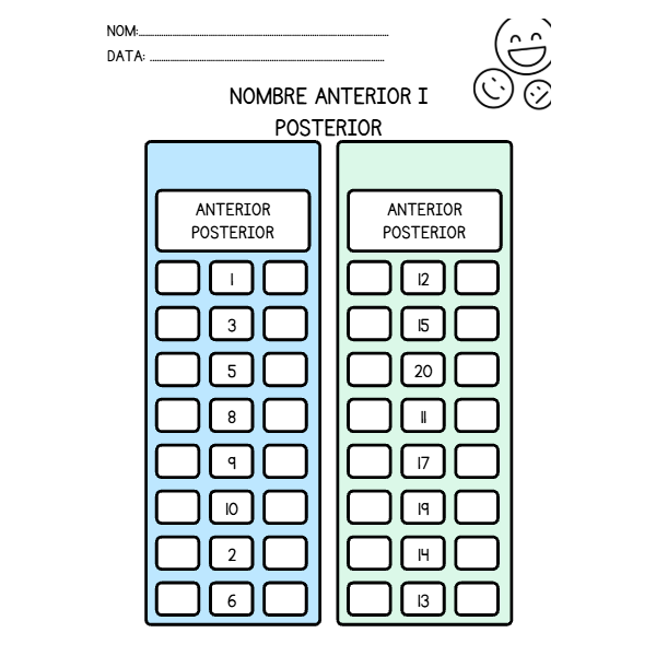Dossier de Matemàtiques – Càlcul i Numeració 60 FITXES  DE MATES. NOMBRES DEL 1 AL 20.
