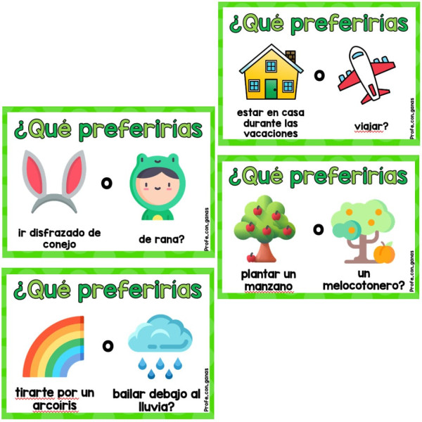¿Qué preferirías..? - Tarjetas de conversación - PRIMAVERA