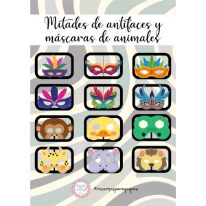 Mitades de antifaces y máscaras de animales