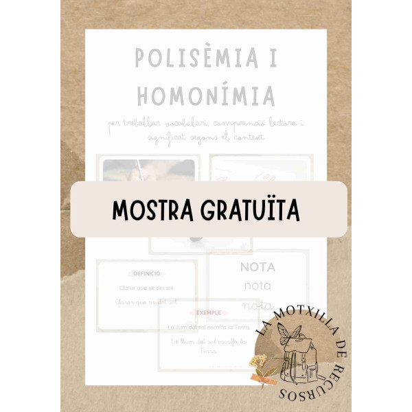LLENGUA - MOSTRA. Polisèmia i homonímia