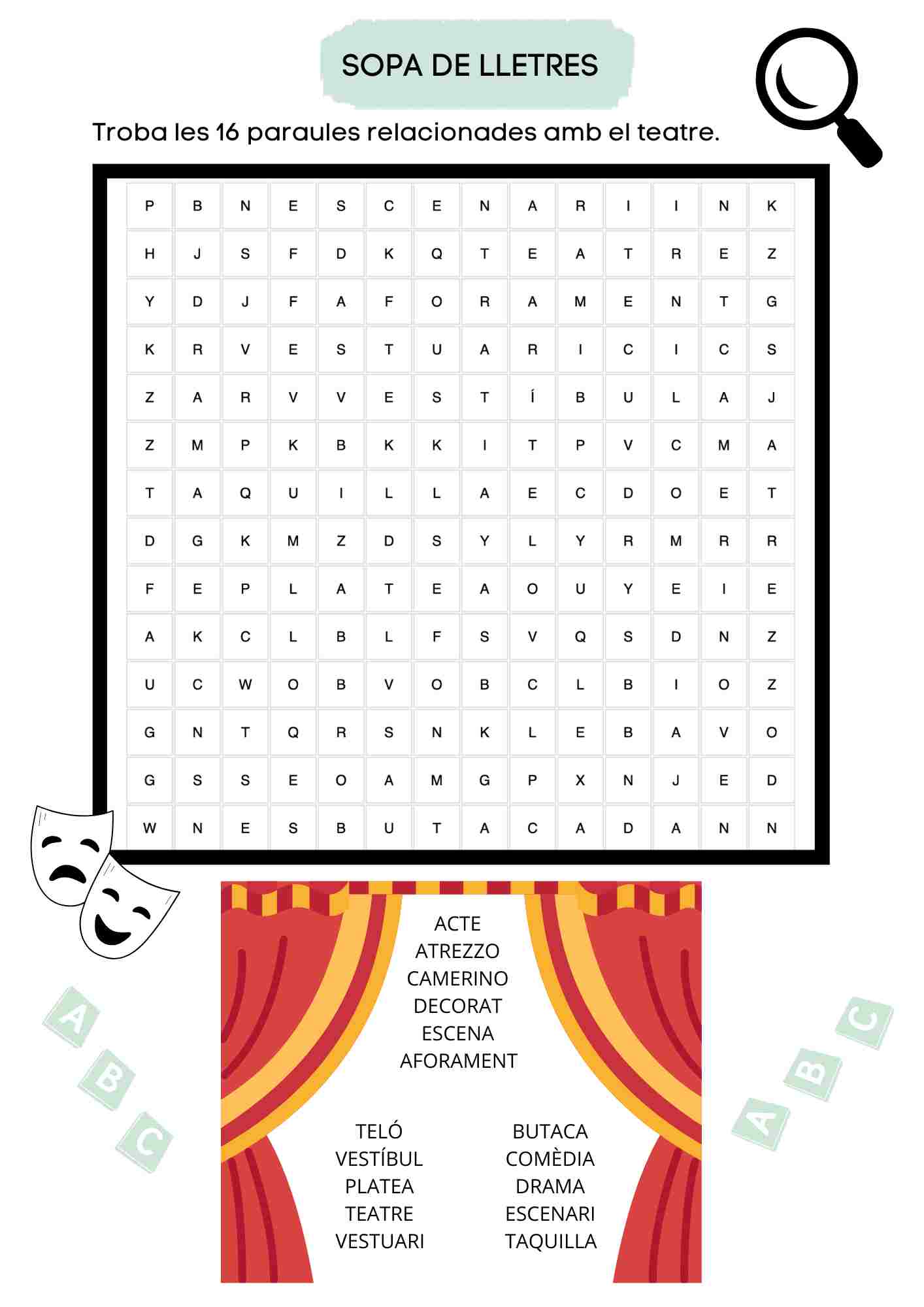 Dossier d'activitats variades sobre el teatre